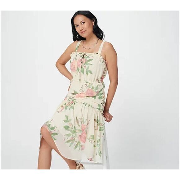 ALL WORTHY HUNTER MCGRADY NEW $73 Floral Chiffon Hem Midi Dress Whisper White 4X - Picture 1 of 3